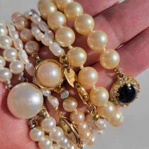 Bundle of Pearl (Faux & Freshwater?) Bracelets & Small Choker ~ WN Avon  Vintage